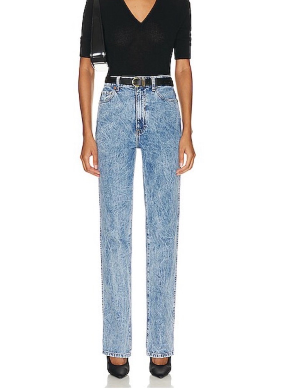 KHAITE Light Blue Acid-Wash Straight Leg Jeans